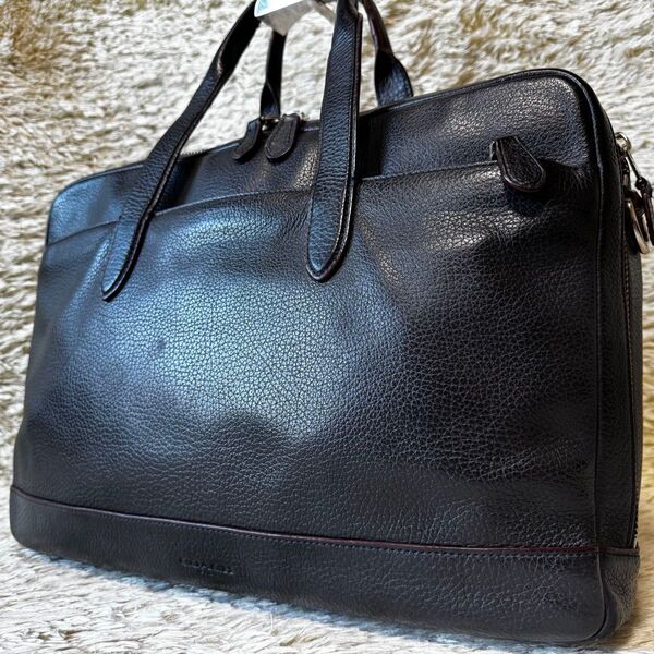 COACH コーチ ビジネスバッグ ハミルトン コミューター 2室 A4 シボ革 レザー ブラック トートバッグ ブリーフケース