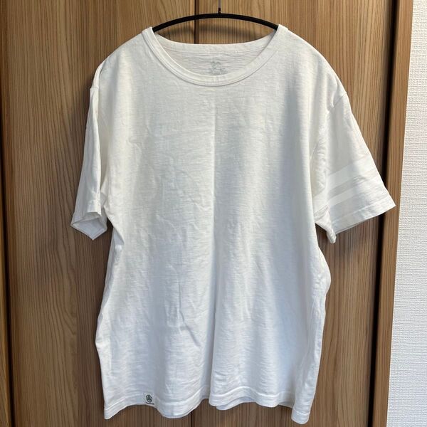 桃太郎ジーンズ 出陣 Tシャツ ホワイト クルーネック L