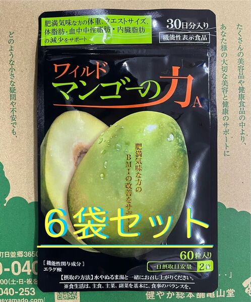 新品未開封 亀山堂 ワイルドマンゴーの力60粒入り6袋