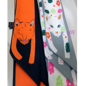 アジアン雑貨 アミーゴ スカーフ 猫 りぼん 2枚セット