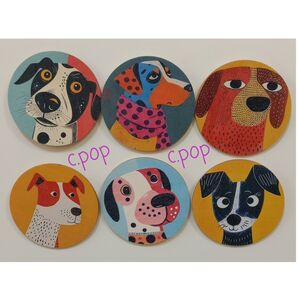 木製 北欧 雑貨 アニマル 犬 木のプレート DIY 6枚セット 用途多様 犬雑貨