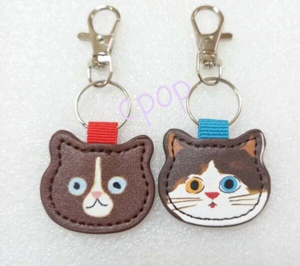 アジアン雑貨 猫 チャーム ハチワレ にゃんこ 2点セット
