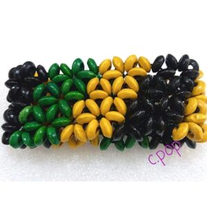 アジアン雑貨 ハンドメイド 木製 ビーズ アクセサリー ブレスレット ラスタカラー