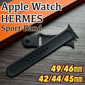 2576 Apple Watch エルメス ブラック ラバーバンド スポーツ