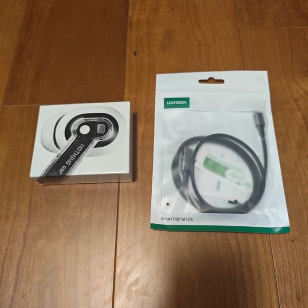 Nothing ear 2024 未開封品 ホワイト UGREENのA to Cケーブル (未開封品)付き ワイヤレスイヤホン