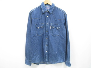 BLUE/BLUEb lube Roo Hollywood Ranch Market Denim western shirt long sleeve inside with pocket M size 2