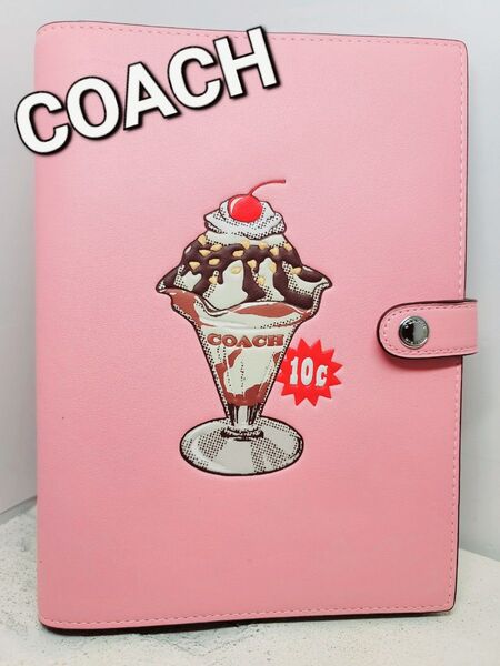 北米限定☆日本未発売☆Coach☆コーチ☆アイスクリームサンデー☆ノートカバー ☆リンクノート付き A5 COACH 手帳カバー☆