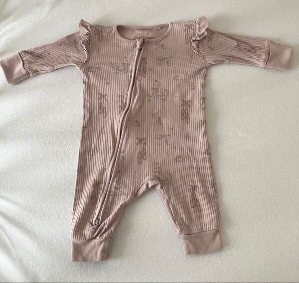 NEXT baby 肩フリル付きロンパース ピンク 3-6months