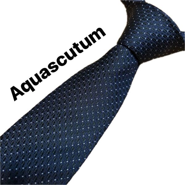 【美品】アクアスキュータム Aquascutum ネクタイ 紳士 ブランドネクタイ シルクネクタイ ドット柄