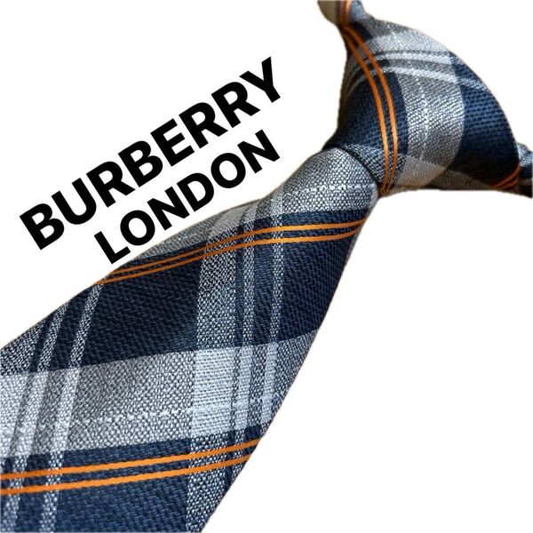 【美品】バーバリー BURBERRY LONDON ネクタイ 紳士 ブランドネクタイ シルク100% チェック柄