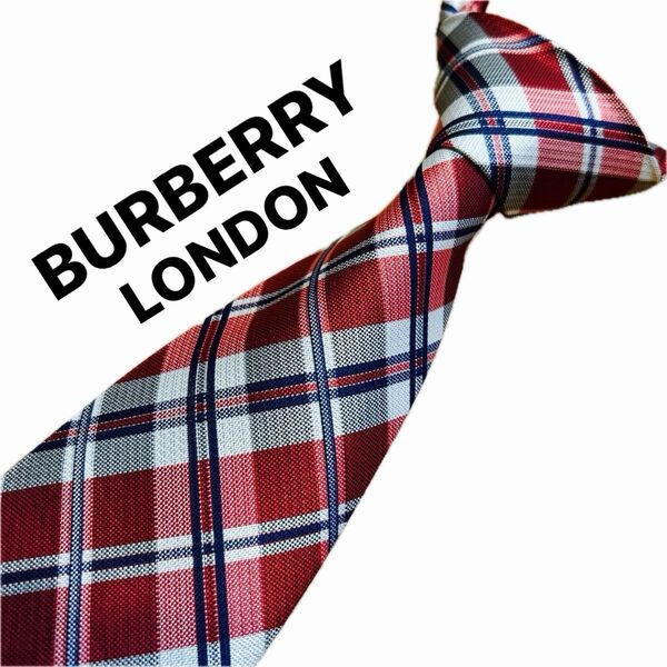 【美品】バーバリー BURBERRY LONDON ネクタイ 紳士 ブランドネクタイ シルク100% チェック柄