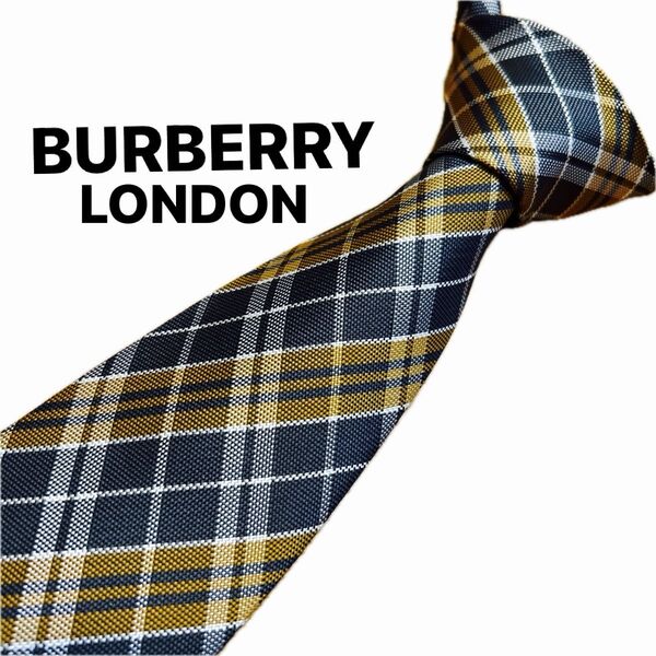 【美品】バーバリー BURBERRY LONDON ネクタイ 紳士 ブランドネクタイ シルク100% チェック柄
