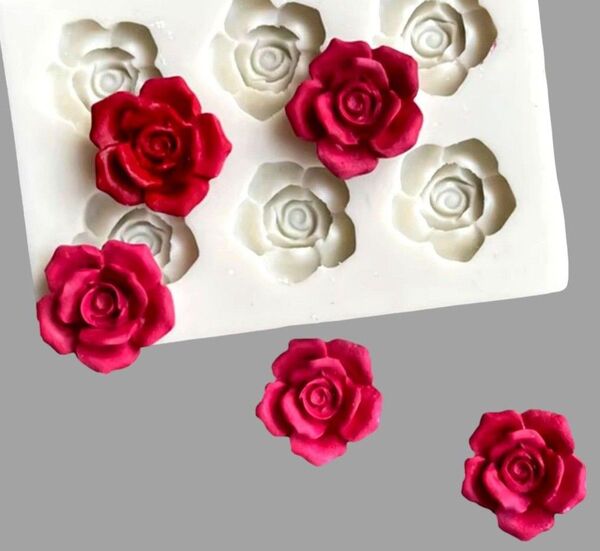 ⑨ 薔薇 カメリア バラ シリコンモールド シリコン型 キャンドル 石膏 樹脂粘土 ばら 花 型 道具 素材 パーツ 花型 立体
