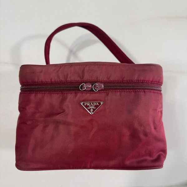 【プラダ】PRADA バニティバッグ レッド コスメポーチ トラベルポーチ