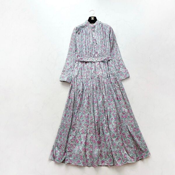 【OBLI】オブリ*フラワーベルトワンピース シャツ 花柄 ロング丈 1