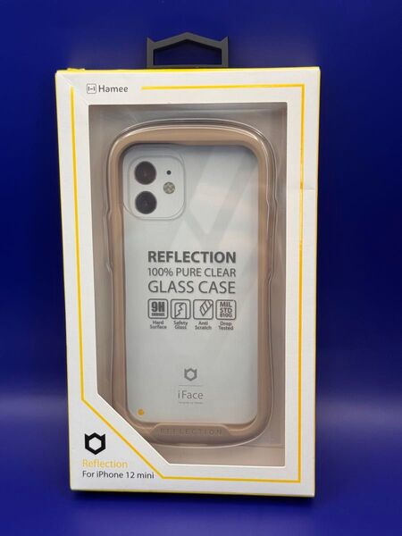 正規品 iFace Reflection 強化ガラス クリアケース/ベージュ iPhone 12 mini 用