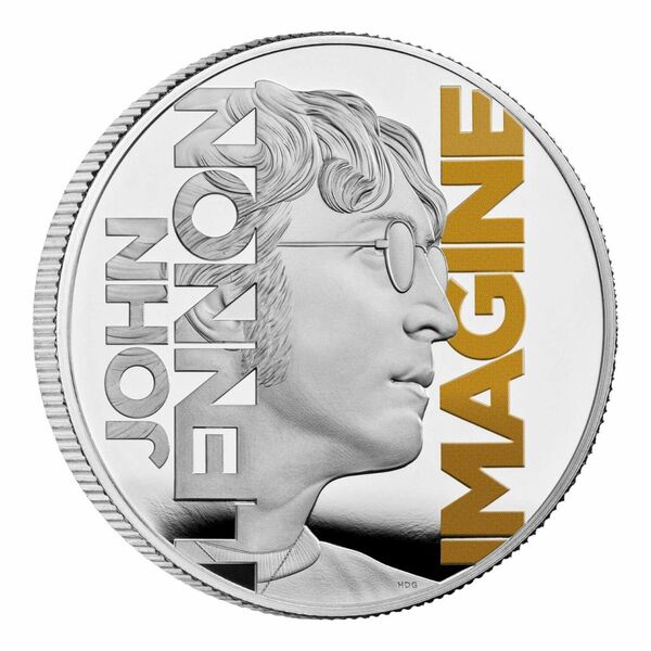 2025 イギリス ジョン・レノン イマジン 50周年 1 オンス 2 ポンド プルーフ カラー 銀貨
