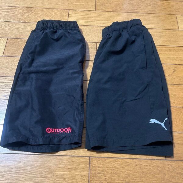 OUTDOORとPUMA ハーフパンツ 2枚セット ブラック系 140