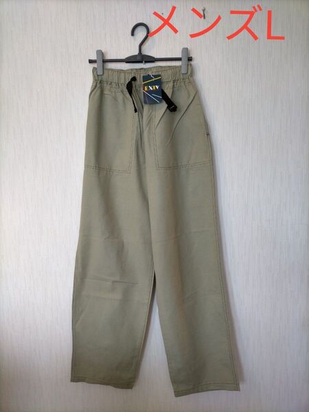 タグ付き新品 メンズ ワークパンツ L エクシブ グリーン系 前閉じタイプ