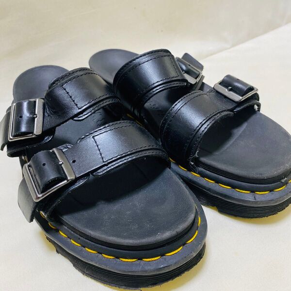 ドクターマーチン マイルススライド レザーストラップ サンダル 24cm 黒 Dr Martens