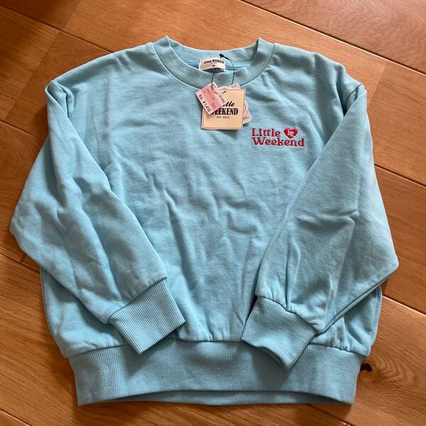 【新品】Little Weekend トレーナー 110 水色 SAT 刺繍