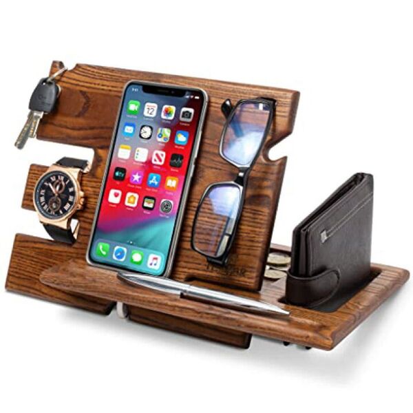スマホスタンド 携帯ホルダー スマホ立て 木製 腕時計 メガネ 置物