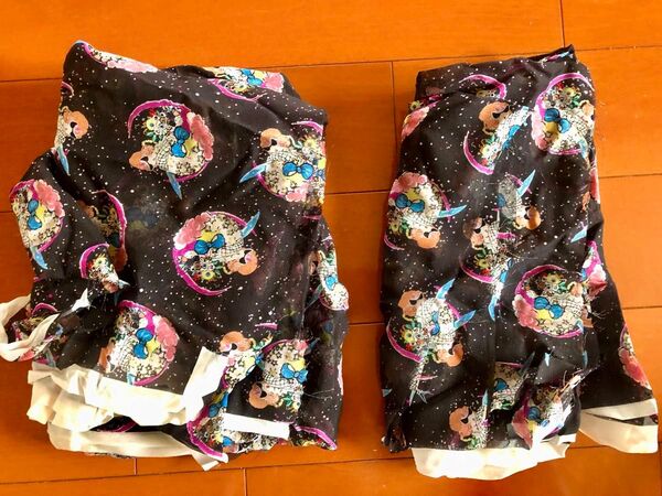 新品シフォン透け感あり生地布地2点セット黒ピンク柄140×110cm+100cm→240cm♪ブラウス生地ハンドメイド手芸(15)