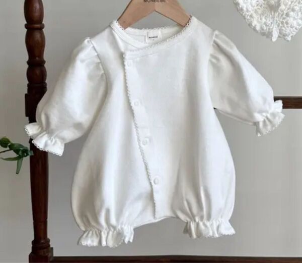 韓国こども服 monbebe グローリーロンパース ショートレッグ 退院着 newborn ソフトホワイト 0-3ヶ月