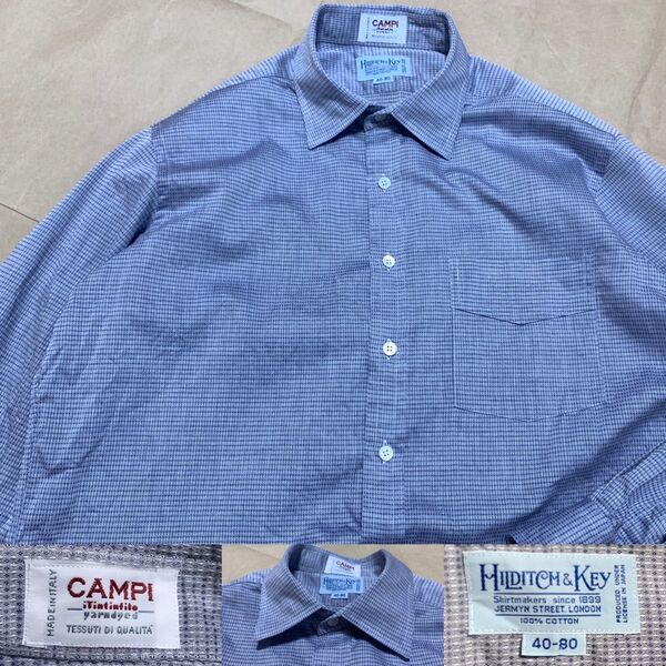 hilditch & key シャツ 40-80 CAMPI イタリア生地 長袖シャツ