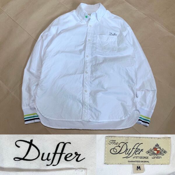 THE DUFFER OF ST.GEORGE シャツ M 白 ダファー BD 長袖 トップス ホワイト プリント ライン
