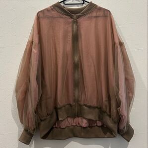 チュールブルゾン ピンク ブラウン シアー シースルー しまむら flashblue ブルゾン ジャケット