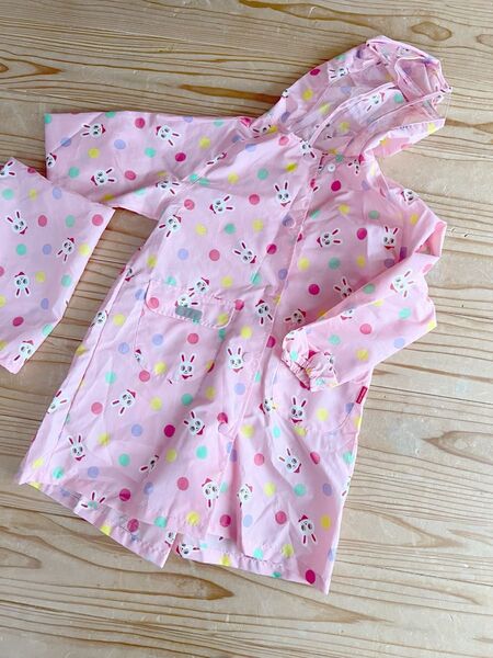 ミキハウス うさこ レインコート 女の子 雨具 レインウェア サイズM 100〜110