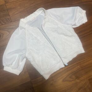 【美品】リズリサ 半袖 白のレースブルゾン S