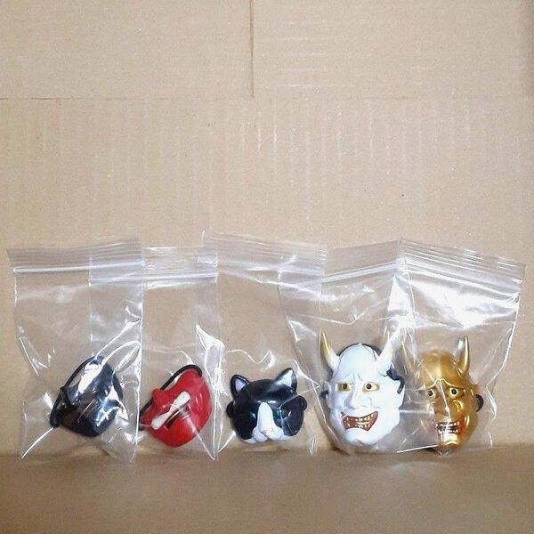 サムライドール samuraidoll お面 ソフビ 5種セット 般若 猫 頬当て