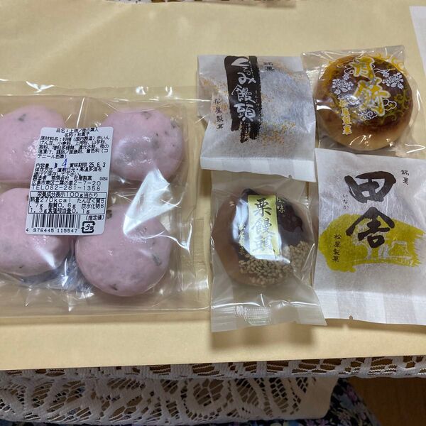 和菓子詰め合わせ 桜葉入上用饅頭4個 月餅饅頭 栗饅頭 くるみ饅頭 田舎饅頭