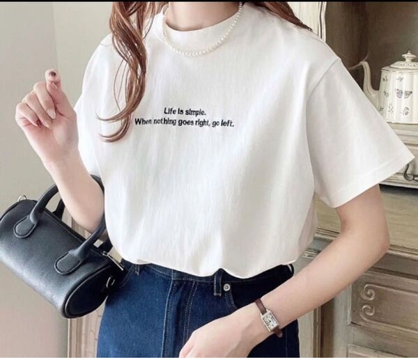 moment+ ロゴ刺繍半袖 Tシャツ Lサイズ