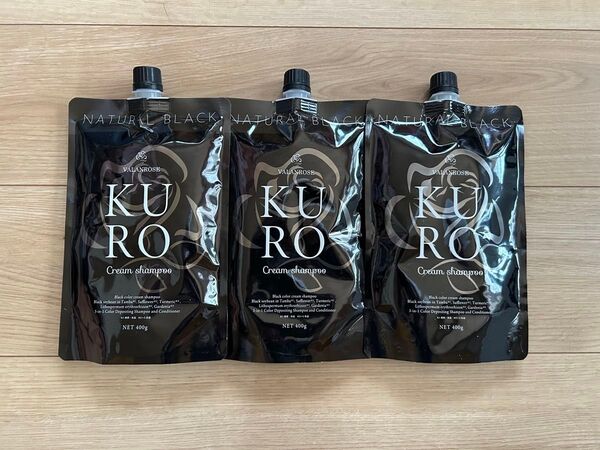 VALANROSE KURO クリームシャンプー ナチュラルブラック 400g 3個セット 白髪染め綺麗