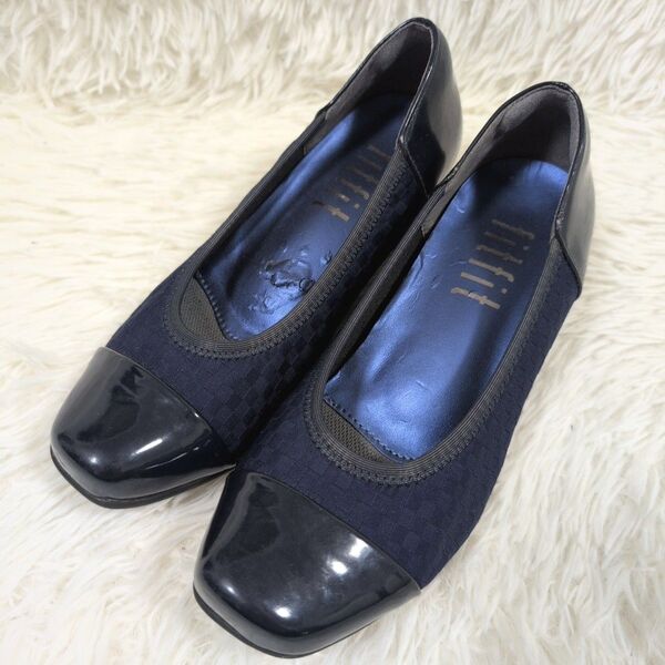 【訳あり 】フィットフィット コンフォートシューズパンプスブルー22.0cm