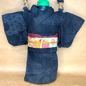 【ハンドメイド】着物風 ペットボトルカバー ショルダー紐付き