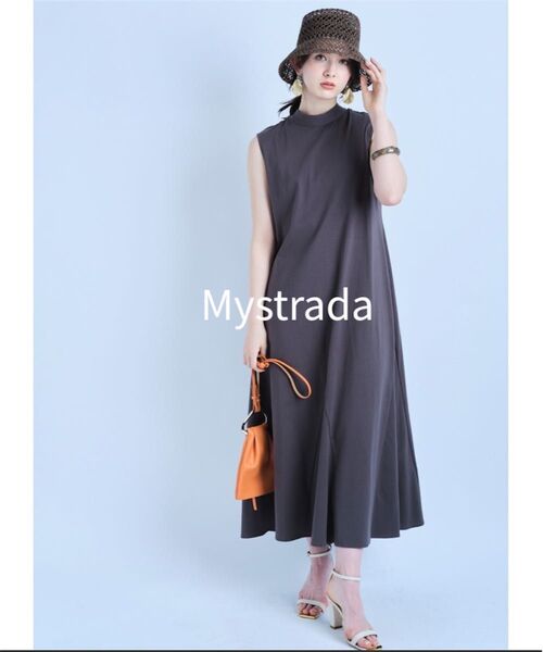 マイストラーダ マチフレアカットワンピース ロング丈 グレー ノースリーブ M