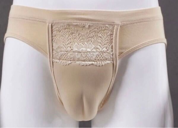 カバーパンツ 男性用 前閉じ レース男の娘パンツ 女装用 性転換 サイズ L