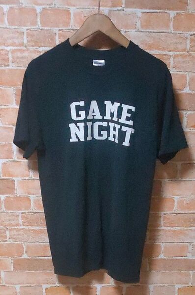 アメリカ古着 ジャージーズJERZEES GAMENIGHTTシャツ 黒T 90S ヴィンテージ サイズM 両面プリント