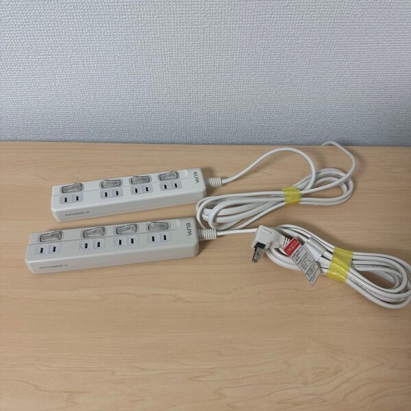 エルパ(ELPA) LEDランプスイッチ付タップ 電源タップ 延長コード 125V 2m 4個口 WLS-LU42EB(W)