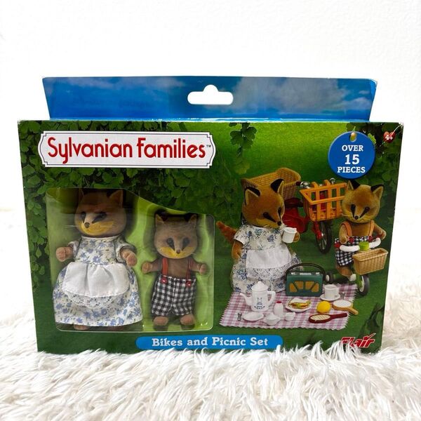 レア シルバニアファミリー Sylvanian バイクとピクニックセット キツネの親子 海外版 エポック社 昭和レトロ