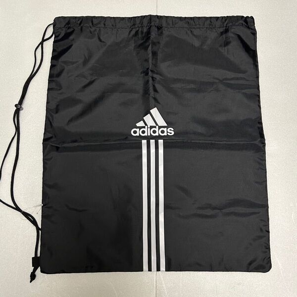 adidas アディダス 大巾着袋 縦 約58㎝ 横 約49.5㎝ 黒 【大容量】【希少サイズ】 ナップサック ブラック 巾着袋