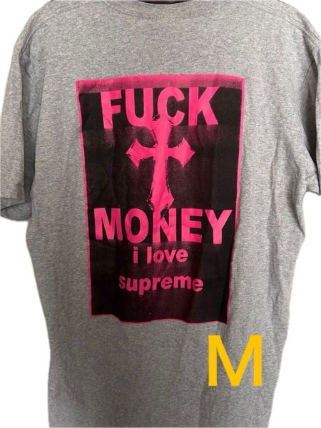 supreme Fuck Money Tee Mサイズ 中古品 半袖Tシャツ グレー プリント Tシャツ