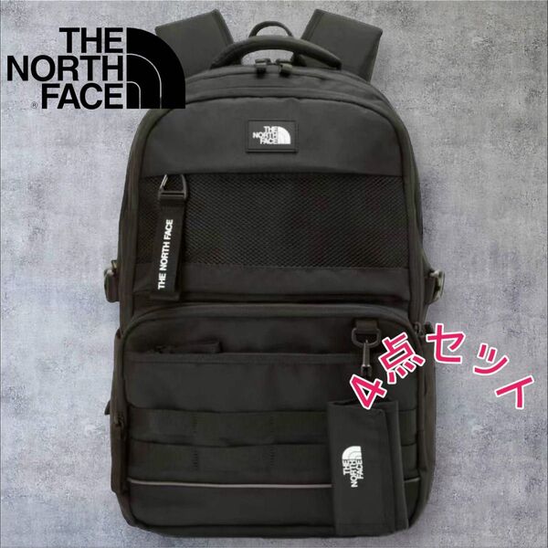 【人気モデル】ザノースフェイスバックパック DUAL PRO III リュック 4点セット 黒 ブラック ノースフェイス B