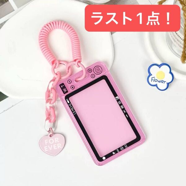 【ラスト1点】トレカケース 推し活 硬質ケース メンカラ アクリルカードケース アイドル フォト チェキ ピンク