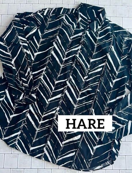 HARE 長袖 メンズ 総柄 シャツ