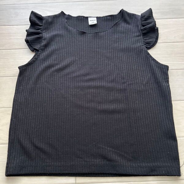 ブラック 半袖 Tシャツ 130 シーン 薄手 キッズ 女の子 黒 おしゃれ 可愛い ノースリーブ トップス